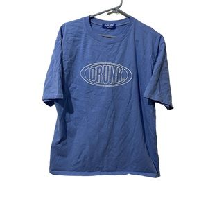 Buff Shirt Men Medium Light Blue Drunk Lightweight Casual Short Sleeve Crew Neck